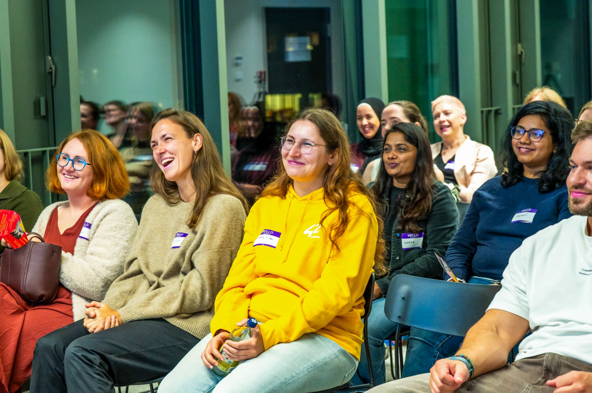 Audience laughing during a session